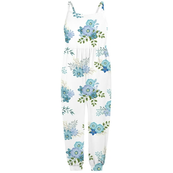 Toddler Jumpsuit Overalls Girls Cute Preppy Overall Shorts Summer Causal Spaghetti Strap Sleeveless Jumpsuit Loose Romper with Pocket 3-14 Years