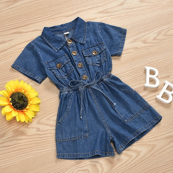 Toddler Jumpsuit Romper Summer Toddler Girl Jumpsuit Shorts Little Girl Overalls Clothes Baby Jean Romper Jumpsuit One Piece Outfit