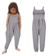 thumbnail image 1 of Toddler Jumpsuit Sleeveless Wide Leg Overalls Long Pants with Pockets Girls Rompers 1-2 Years, 1 of 5