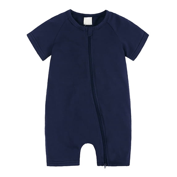 Toddler Jumpsuit Summer Infant Boy Girl Sleeveless Solid Color Romper Comfortable Home Wear Outfits With Zipper Soft Cotton Ootfits Bodysuits