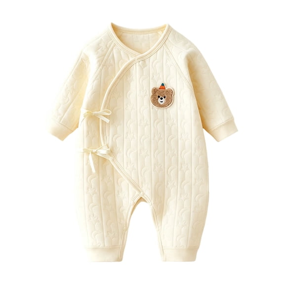 Toddler Jumpsuits Cute Graphic Cotton Romper Clothes Baby Boys Girls Long Sleeve Lightweight Romper Yellow 3-6 Months