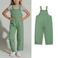 thumbnail image 1 of Toddler Jumpsuits for Girls Kids Casual Sleeveless Romper Girls Loose Rompers with Pockets Green Jumpsuit Girls 1-2 Years Summer Clothes, 1 of 5