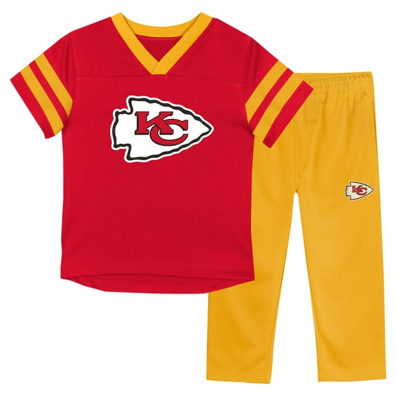 Toddler Outerstuff Red/Gold Kansas City Chiefs Red Zone V-Neck T-Shirt & Pants Set
