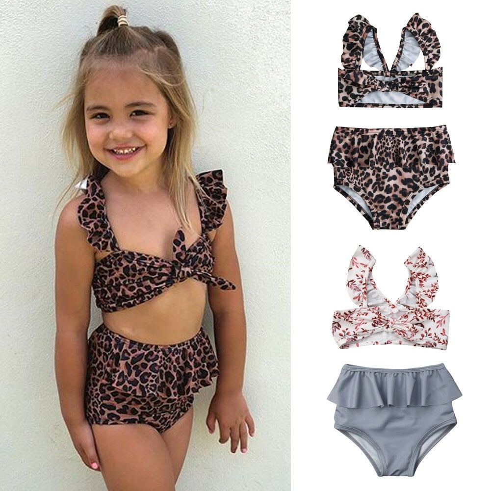 Kids Girls Bathing Suits Two Piece Swimsuits Tankini Beach Sport Swimsuit  Ruffle Flounce Straps Top and Bikini Bottom Set Toddler Little Girl  Swimming