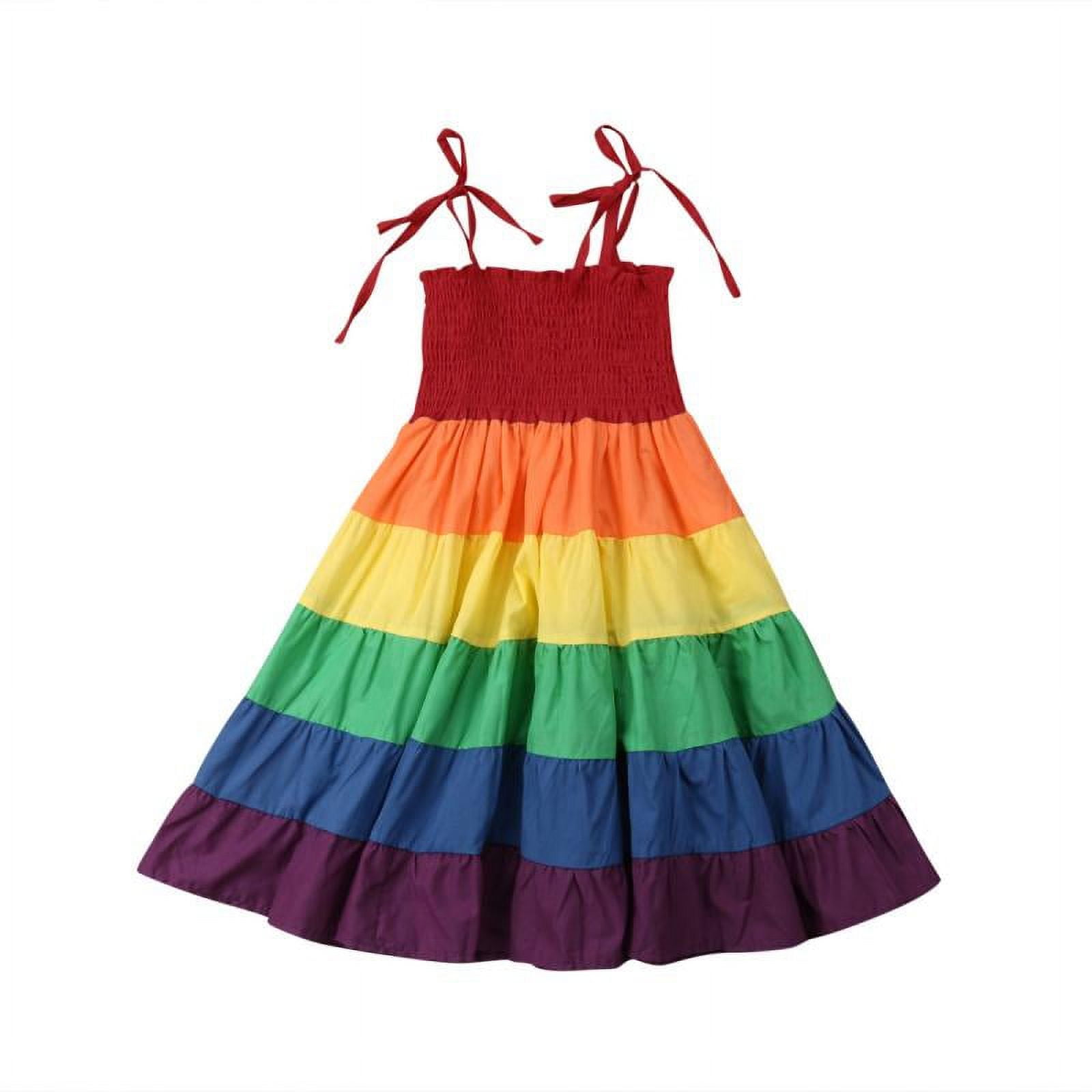Toddler Kid Baby Girl Ruffle Sleeveless Rainbow Dress Party Princess Dresses - Walmart.com