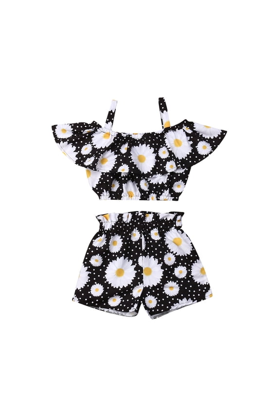Toddler Kid Baby Girl Sling Tops Pants Shorts 2PCS Casual Outfit Clothes Summer