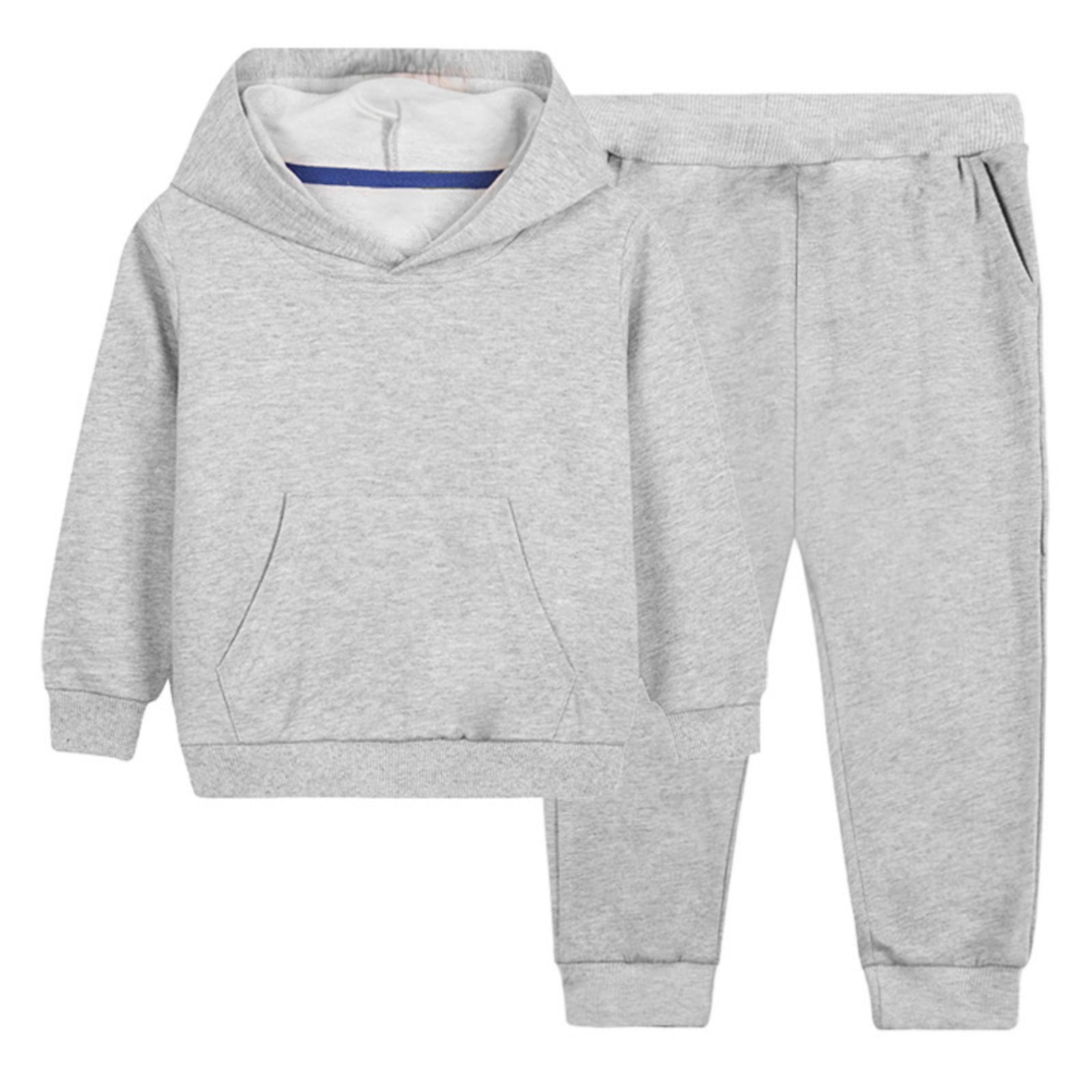 Toddler Kid Boy Girl Pullover Hooded Sweatshirt Pants Set 2Pcs Solid