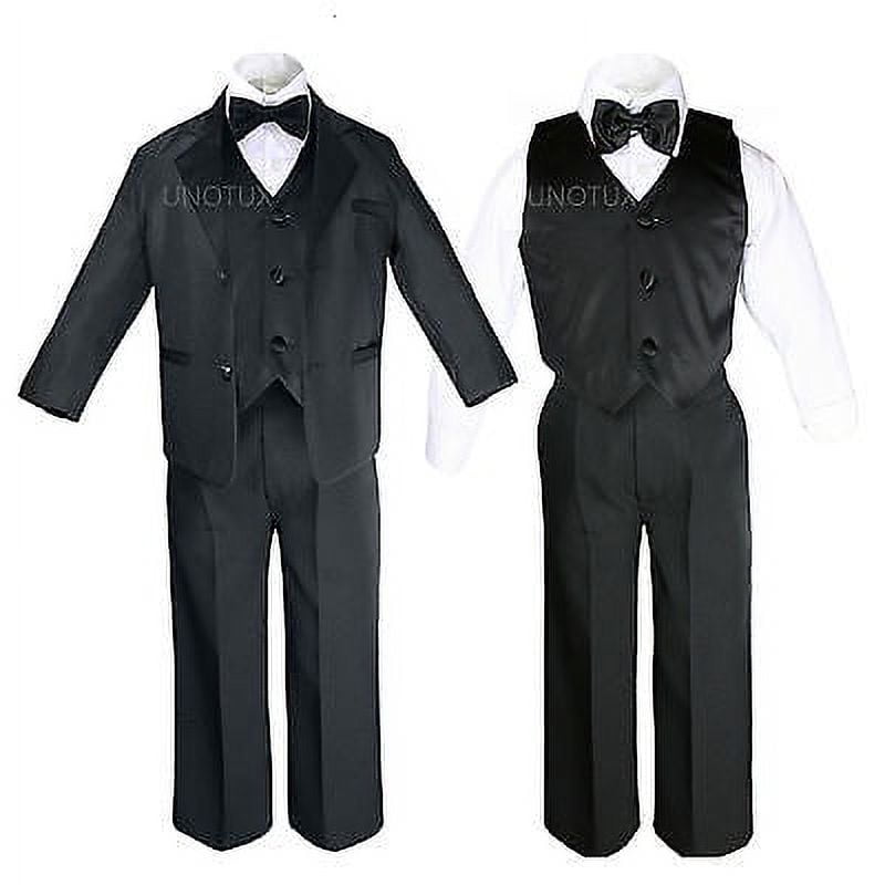 Toddler Kid Child Teen Boys Black Formal Wedding Party Suit Set Tuxedo ...