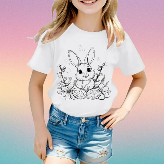 Toddler Kid Diy Hand Painted Easter Outfit Boys Short Sleeve T Shirts Casual Crewneck Basic Tees Cute Tops For Boys 5T