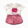 thumbnail image 1 of Toddler Kid Girl 2T 3T 4T Summer 2Pcs Set Cute Fruit Print T-Shirt and Soft Cotton Shorts Sweet Casual Wear Kaprioy Clothes for Girls, 1 of 4