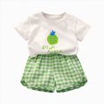 thumbnail image 1 of Toddler Kid Girl 2T 3T 4T Summer 2Pcs Set Cute Fruit Print T-Shirt and Soft Cotton Shorts Sweet Casual Wear Kaprioy Clothes for Girls, 1 of 4