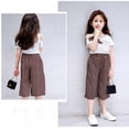 thumbnail image 1 of Toddler Kid Girl Clothes Bow Short Sleeve Top Off Shoulder Shirt High Waisted Shorts Baby Girl Summer Outfit 8-9 Years, 1 of 6