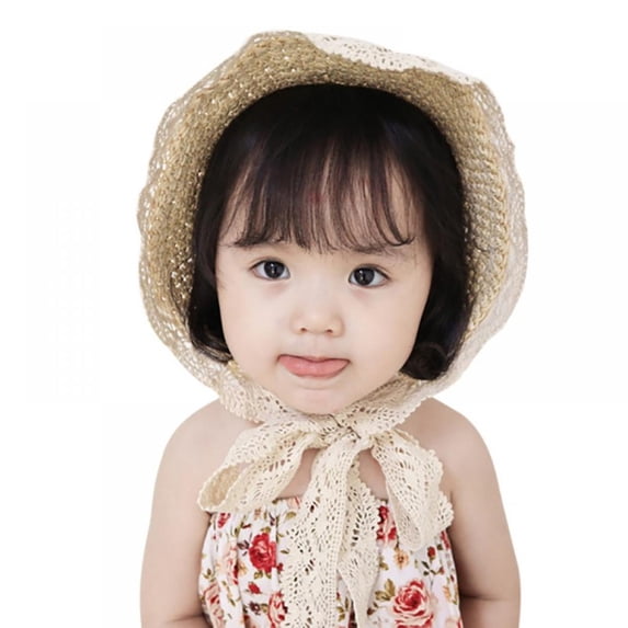 Toddler Kid Girl Summer Straw Hat Bowknot Beach Sun Protection Hats