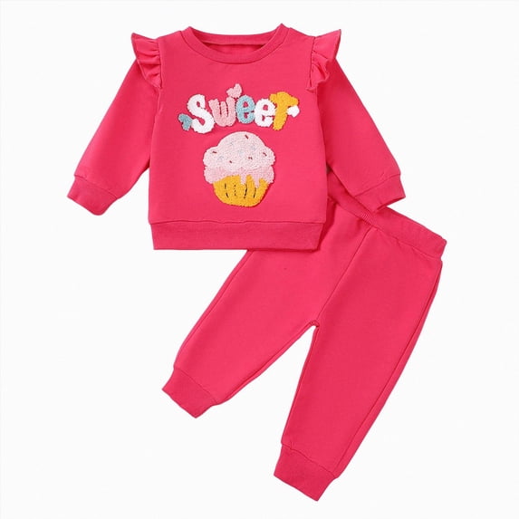 Toddler Kid Girls Clothes 2 Piece Outfit Sweatshirt & Flare Leg Pants Fall Winter for Girl Cute Set,18-24 Months,Hot Pink
