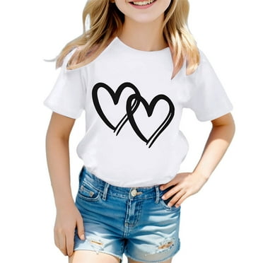 Toddler Kid Girls Cute Graphic Round Neck Short Sleeve Tee Summer Casual T Shirt,3-4T Blouses For Girls