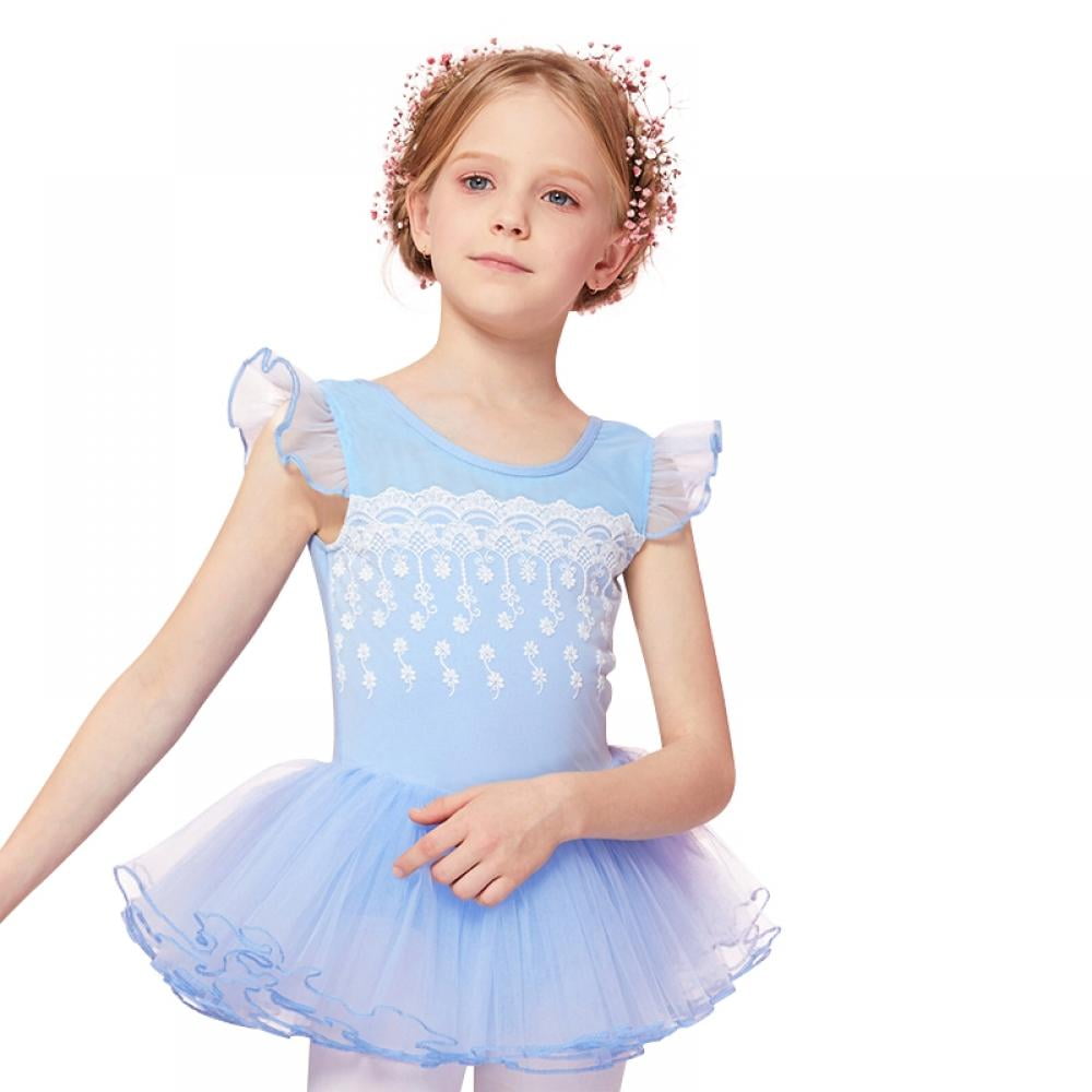 Toddler Kid Girls Ruffle Flutter Sleeve Ballet Dance Dress Tutu Skirted