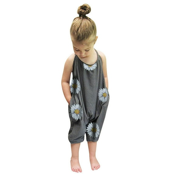Toddler Kid Jumpsuit Pants Clothes Children's Clothing Summer Girls Sunflower print Sling Halter Jumpsuit Summer Jumpsuit For Girls Boys