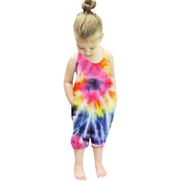 Toddler Kid Jumpsuit Pants Clothes Toddler Kids Baby Girls Sleeveless Tie Dyed Romper Jumpsuit Clothes Summer Jumpsuit For Girls Boys
