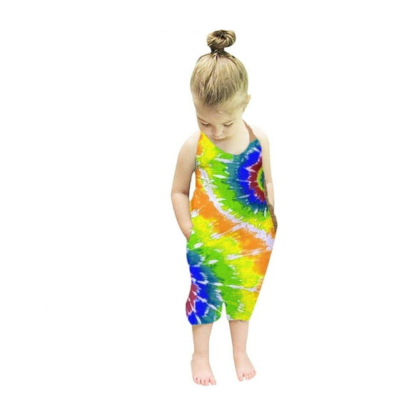 Toddler Kid Jumpsuit Pants Clothes Toddler Kids Baby Girls Sleeveless Tie Dyed Romper Jumpsuit Clothes Summer Jumpsuit For Girls Boys