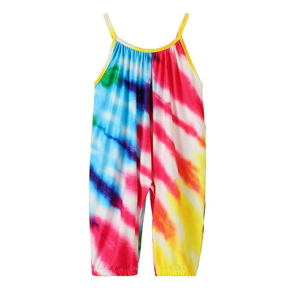 Toddler Kid Jumpsuit Pants Clothes Toddler Kids Baby Girls Strap Tie Dyed Romper Jumpsuit Outfits Summer Jumpsuit For Girls Boys