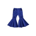 thumbnail image 1 of Toddler Kid Little Girls Denim Jeans Bell Bottom Flare Pants Long Pants, 1 of 6