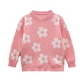 thumbnail image 1 of Toddler Kid Sweaters Cute Flower Pattern Girls Crew Neck Knit Pullover Jumper Tops with Ribbed Detailing (6 Years, Pink), 1 of 6