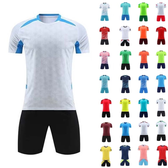 Toddler Kid's 2 Piece Outfit Suits Short Sleeve Soccer Knited Elastic Shorts Training Uniform