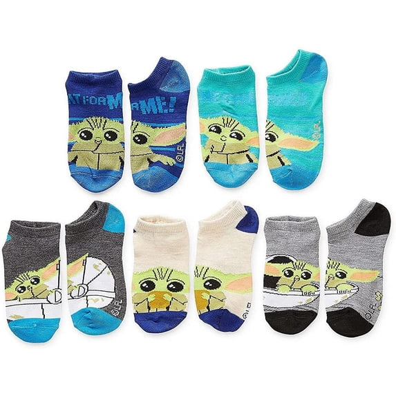 Toddler Kids 5-Pack The Mandalorian No Show Socks Medium, Snack Time