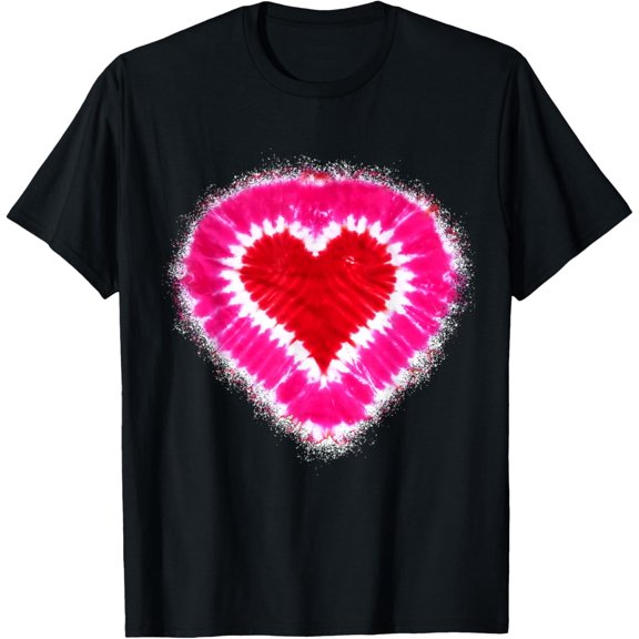 Toddler Kids Adults Red & Pink Heart Tie Dye Valentines Day T-Shirt