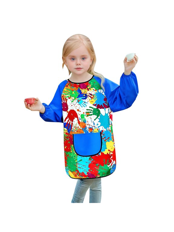 Toddler Kids Art Smock With Long Sleeves Painting Apron Boys Shirts Craft Protective With Pocket Age 3 12 Years