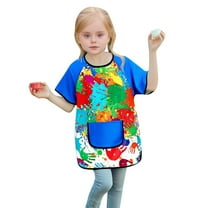 Toddler Kids Art Smock With Sleeves Painting Apron Boys Shirts Craft Protective Coverall With Pocket
