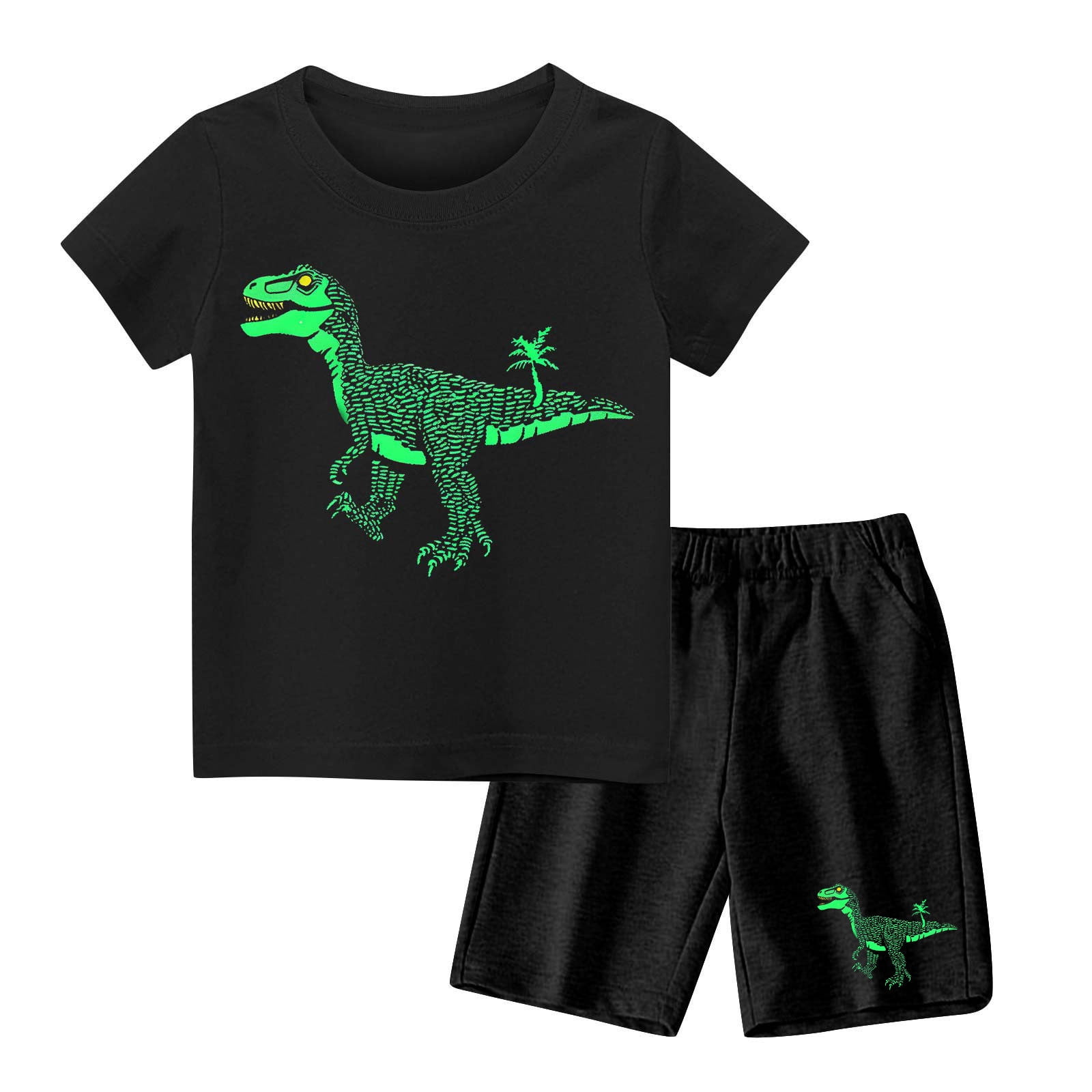 Toddler Kids Baby Boy Casual Dinosaur Print Short-sleeved Shorts Clothes Set Boys Baby Boys Girls Hoodie Boys Shirt with Bowtie