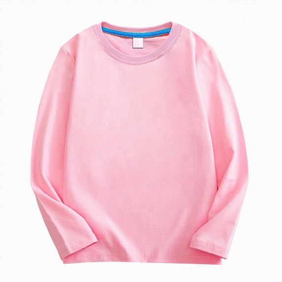 Toddler Kids Baby Boy Girl Long Sleeve Sweatshirt Casual Shirt Thin Pullover Infant Crewneck Sport Tops Basic Tee Shirt Fall Winter Pullover T-Shirts Crewneck Tops 5-6Years Pink T Shirts