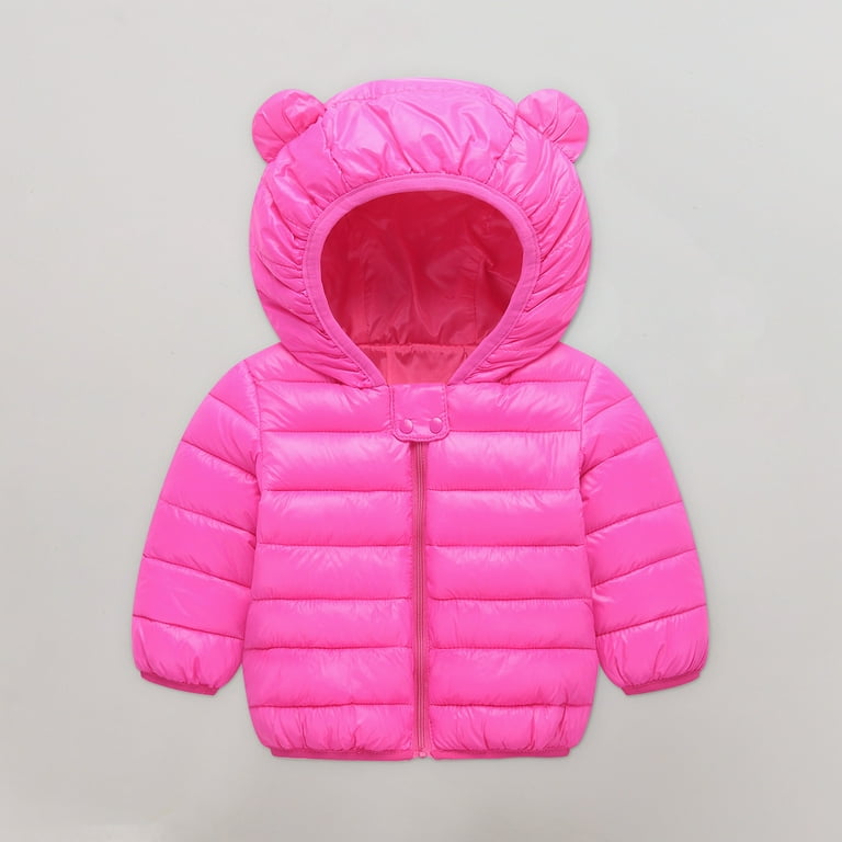 Toddler Kids Baby Boy Girl Winter Hooded Coat 3D Ear Zipper Hoodie