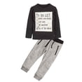 thumbnail image 1 of Toddler Kids Baby Boy Long Sleeve Clothes Set Letter Printed Sweatshirt Tops Long Pants 2Pcs Fall Tracksuit Outfits, 1 of 7