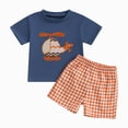 thumbnail image 1 of Toddler Kids Baby Boy Summer Clothes Sets Cool Airplane Embroidery Tee and Gingham Shorts 2-Piece Set for Birthday Parties Boys Summer Outfits, 1 of 7
