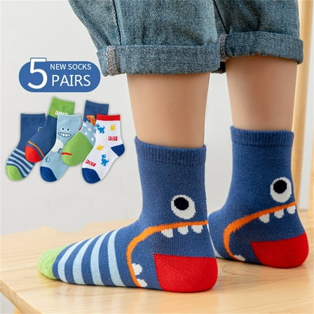 Toddler Kids Baby Boys 5Pairs Cartoon Non Crew Socks Cotton Spring Autumn Slipper Socks Bulk Tube Socks Kids Socks Boys 8 Years Old Girl Sports Socks Toddler No Show Socks Boys Girls Size