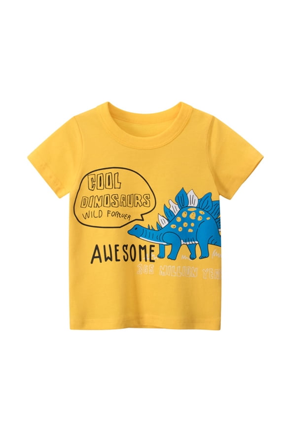 Toddler Kids Baby Boys Cartoon Dinosaur Short Sleeve Crewneck T Shirts Tops Tee Clothes For 1-7 Years