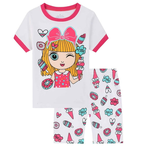 Toddler Kids Baby Boys Cartoon Printed Loose Casual T Shirt Grid Shorts Outfits,Size 2-3 Years