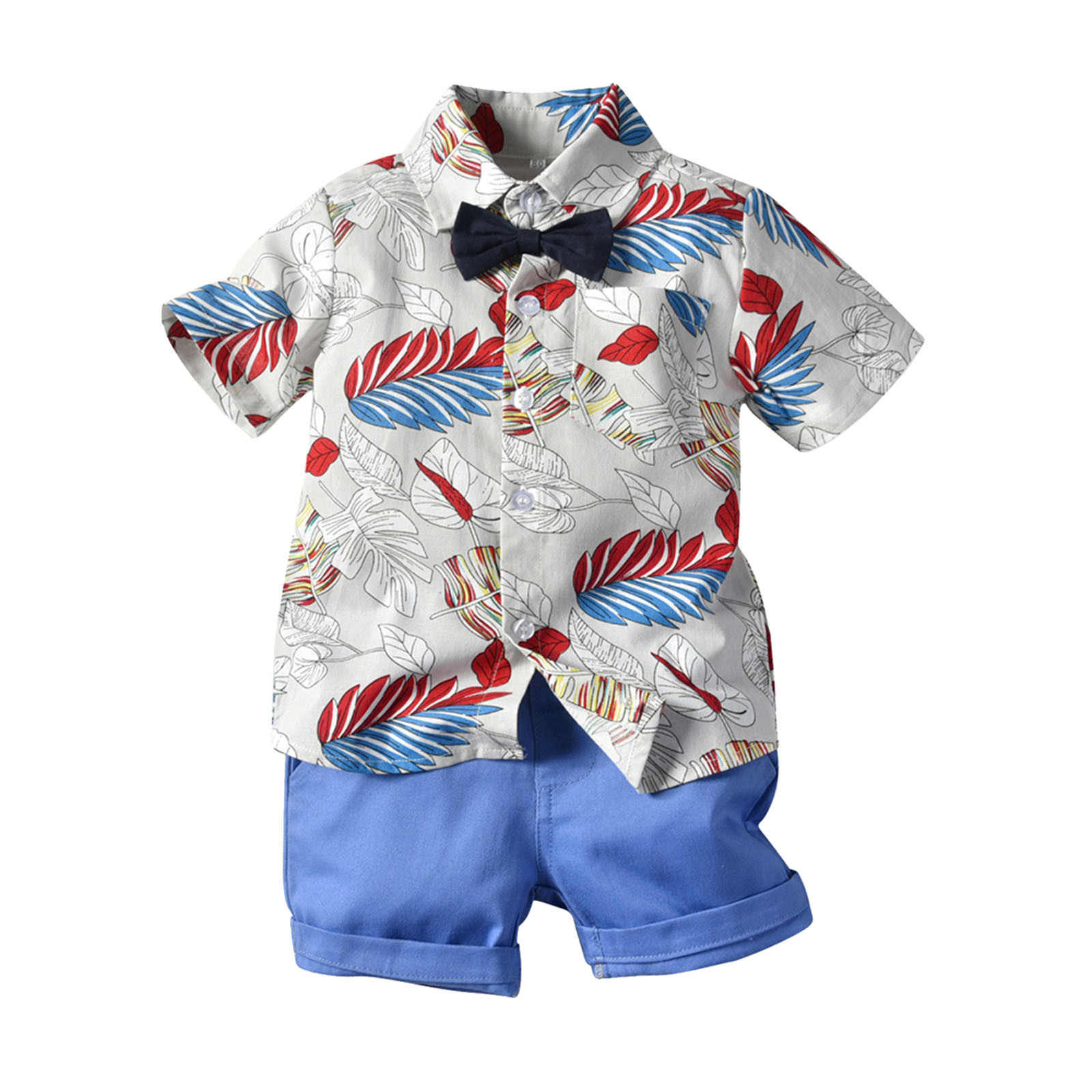 Toddler Kids Baby Boys Floral Short Sleeve Button Down Shirt Casual Shorts Pants Set Summer Beach Outfits Clothes, Size 6 Months-6 Years