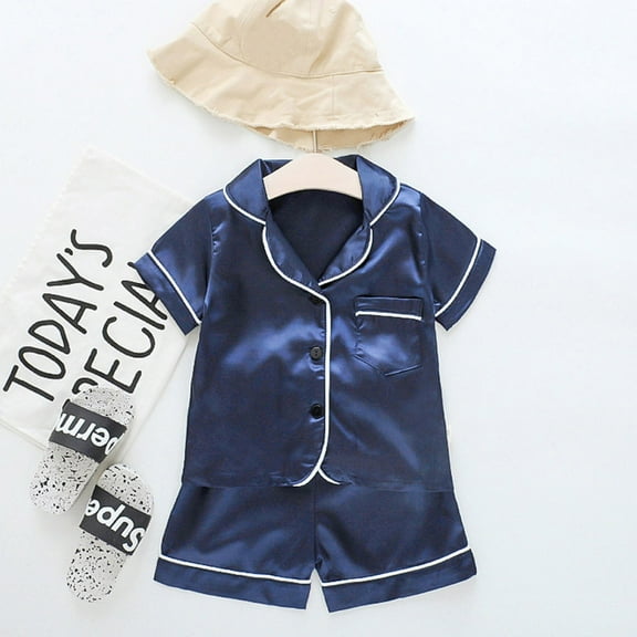 Toddler Kids Baby Boys Girl Solid Pajamas Sleepwear T shirt Shorts Clothes Set Size 18-24 Months