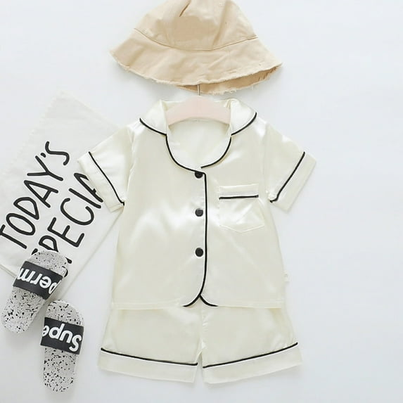 Toddler Kids Baby Boys Girl Solid Pajamas Sleepwear T shirt Shorts Clothes Set Size 2-3 Years