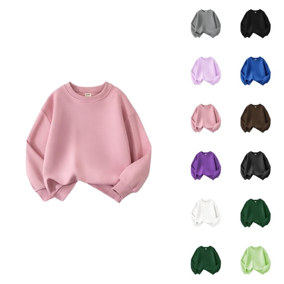 Toddler Kids Baby Boys Girls Basic Crewneck Pullover Sweatshirt Children's Solid Hoodie Coat Tops Boys Fashion Boys Hoodie