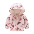 thumbnail image 1 of Toddler Kids Baby Boys Girls Cartoon Dinosaur Rainbow Camouflage Zip Windproof Jacket Hooded Trench Lightweight Kids Coats Windbreaker Casual Outerwear, 1 of 2