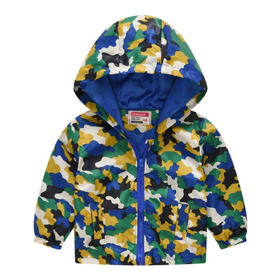 Toddler Kids Baby Boys Girls Cartoon Dinosaur Rainbow Camouflage Zip Windproof Jacket Hooded Trench Lightweight Kids Coats Windbreaker Casual Outerwear Z0C-Green, 12-18 Months