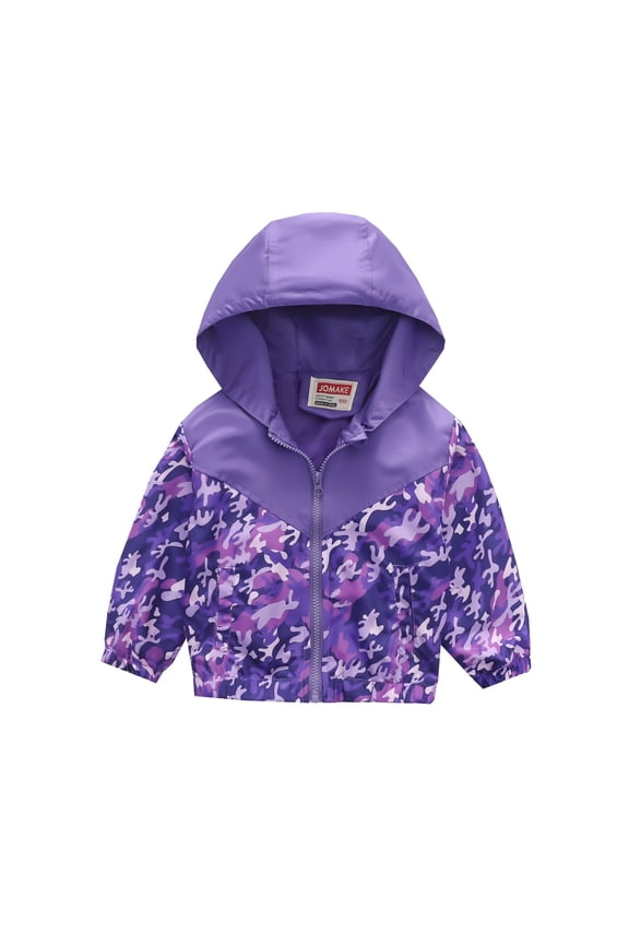 Toddler Kids Baby Boys Girls Cartoon Dinosaur Rainbow Camouflage Zip Windproof Jacket Hooded Trench Lightweight Kids Coats Windbreaker Casual Outerwear