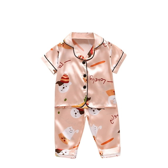 Toddler Kids Baby Boys Girls Cartoon Letter Tops+Pants Pajamas Sleepwear Outfits Size 4-5T