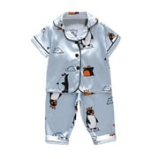 Toddler Kids Baby Boys Girls Cartoon Penguin Tops Pants Pajamas Sleepwear Nightwear Toddlers Lounge Set