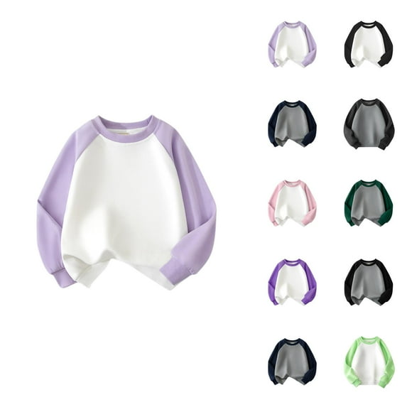 Toddler Kids Baby Boys Girls Color Block Splice Basic Crewneck Pullover Sweatshirt Children's Hoodie Coat Tops