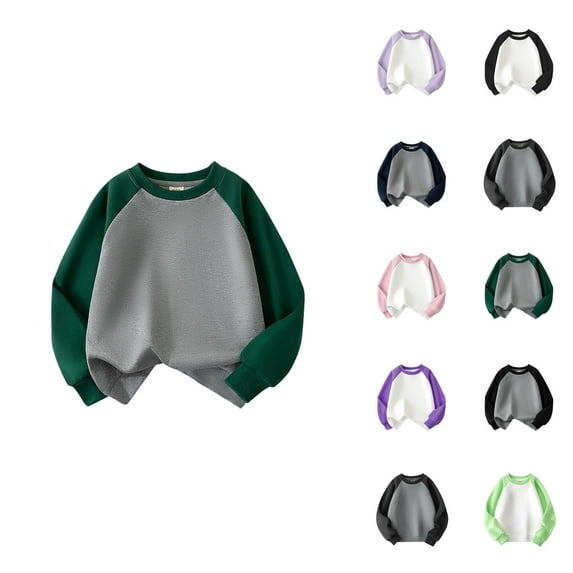 Toddler Kids Baby Boys Girls Color Block Splice Basic Crewneck Pullover Sweatshirt Children's Hoodie Coat Tops